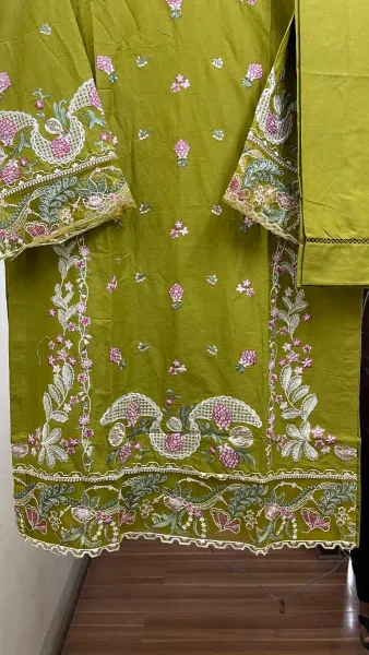 Pakistani Original Hayat Stitched Cotton Co-ords 2 Pcs _ Olive 